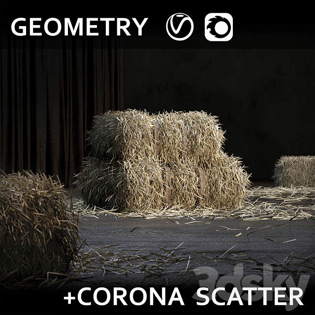 Straw bale (GEOMETRY + SCATTER) 3DS Max Model - thumbnail 1