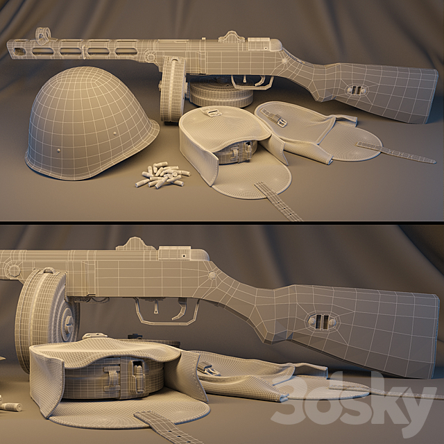 Submachine gun Shpagin 3DSMax File - thumbnail 3