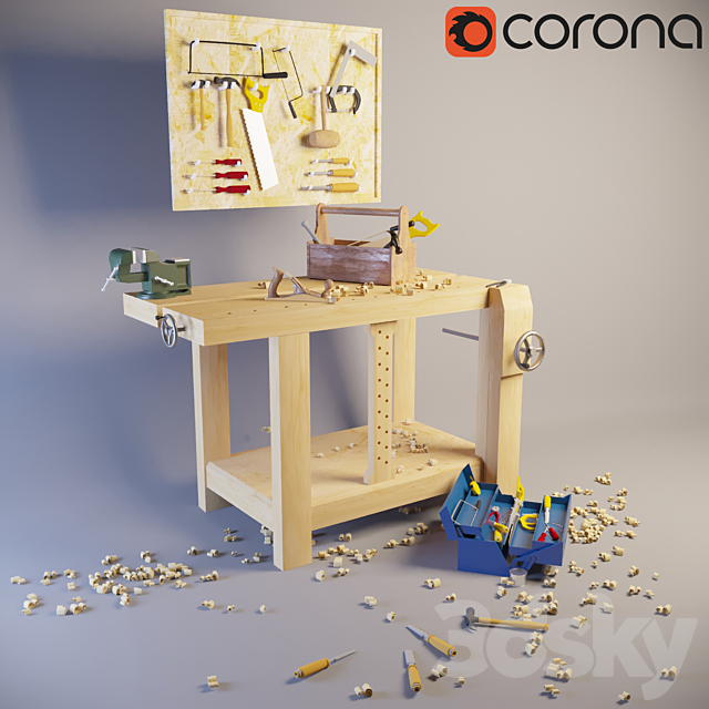 Table with tools 3ds Max - thumbnail 1