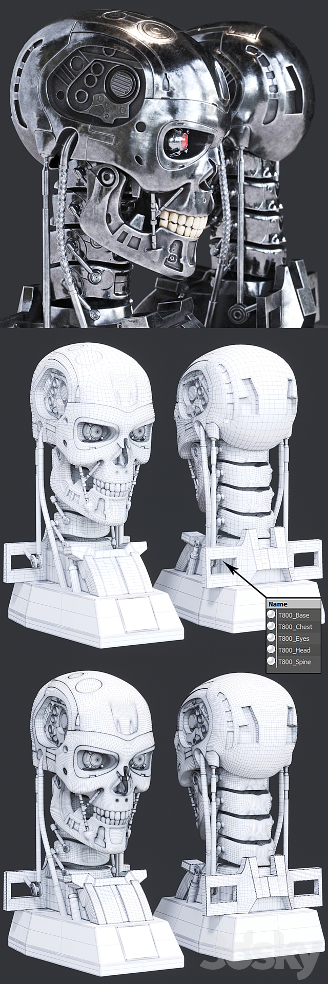 Terminator 2 Bust 3DS Max Model - thumbnail 3