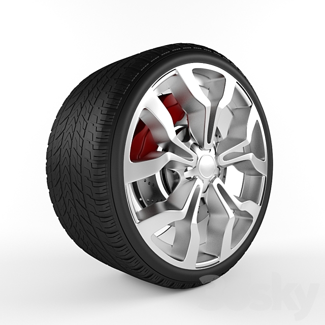 Tire with Alloy Wheel 3DS Max Model - thumbnail 2