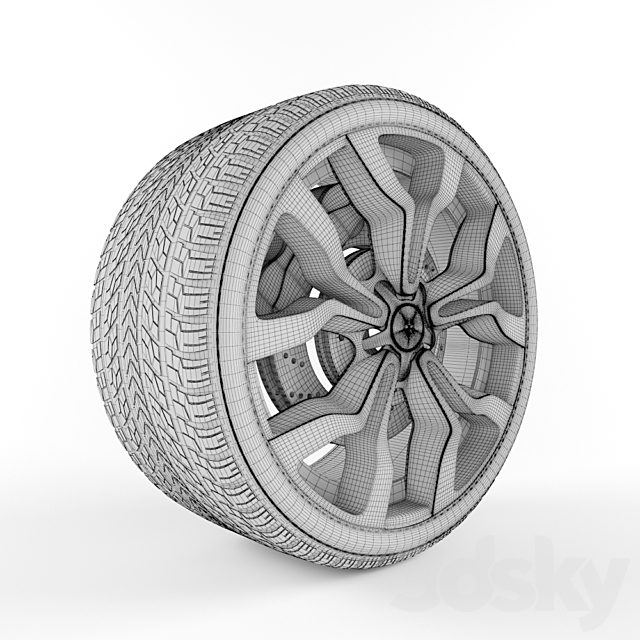 Tire with Alloy Wheel 3DS Max Model - thumbnail 3