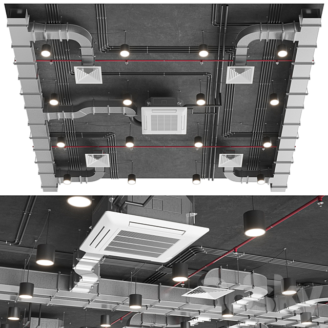 Ventilation system set 01 3ds Max - thumbnail 1