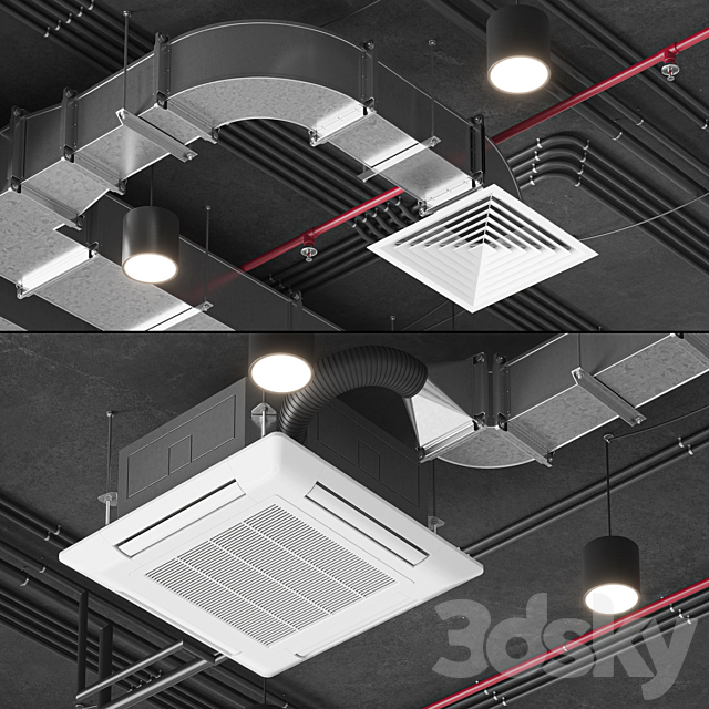 Ventilation system set 01 3ds Max - thumbnail 3