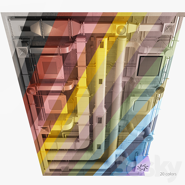 Ventilation system set 02 3DS Max Model - thumbnail 2