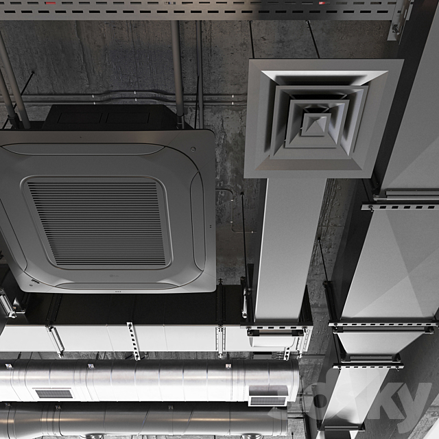 Ventilation system set 02 3DS Max Model - thumbnail 3