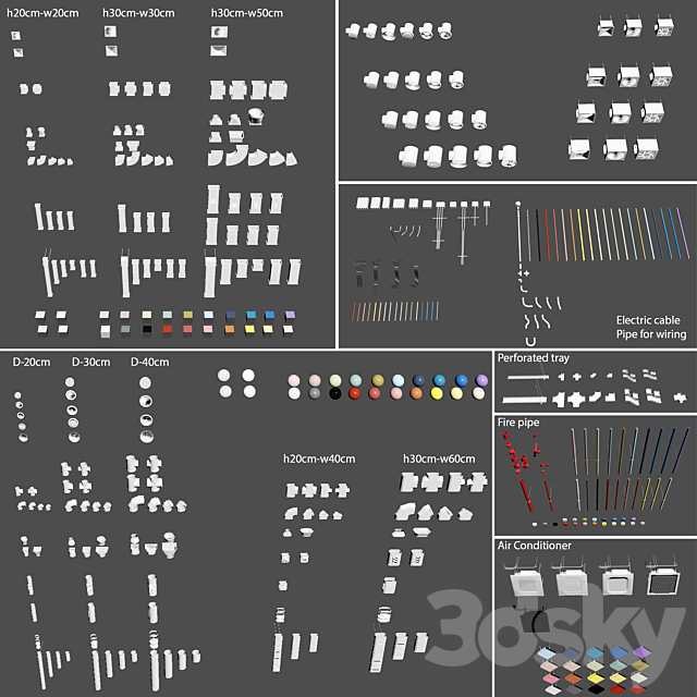 Ventilation system set 02 3DS Max Model - thumbnail 4