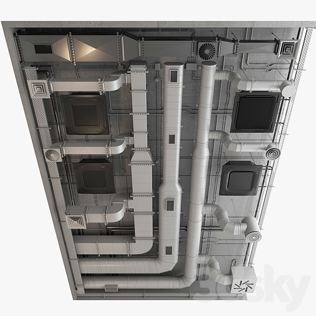 Ventilation system set 02 3DS Max Model - thumbnail 6