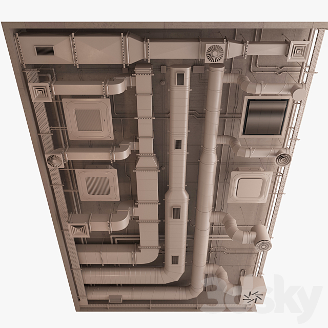 Ventilation system set 02 3DS Max Model - thumbnail 7