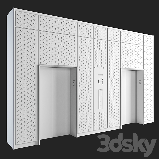 Wall panel Elevator 3 3DS Max Model - thumbnail 3