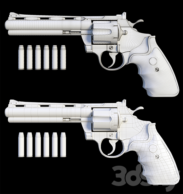 Weapon case with revolver 3DS Max Model - thumbnail 2