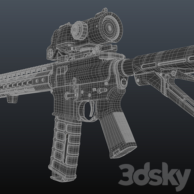 Weapon Custom AR-15 3ds Max - thumbnail 3