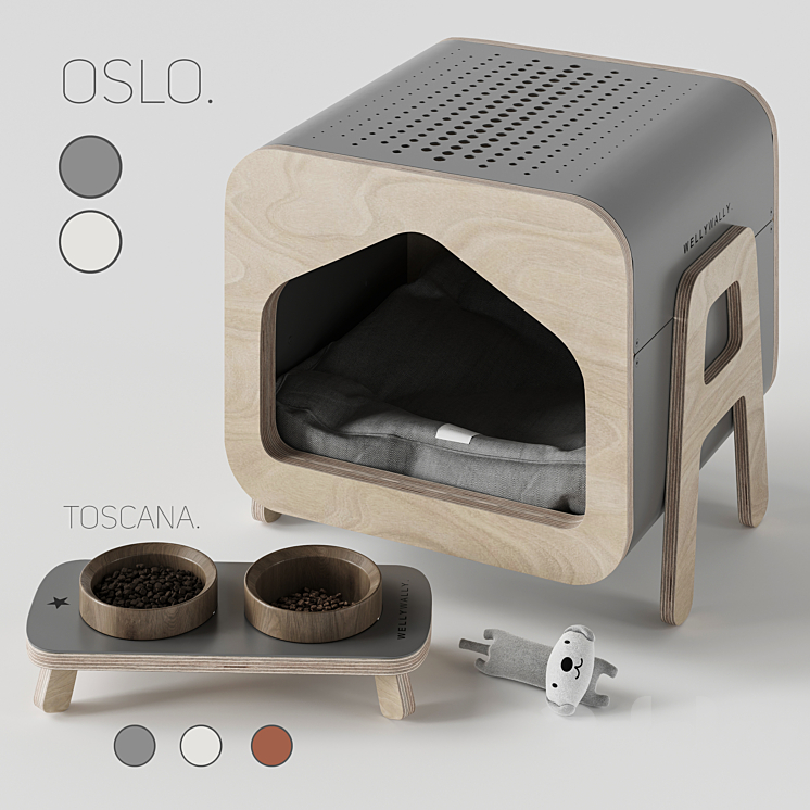 WeelyWally Oslo house and Toscana pet feeder 3DS Max - thumbnail 1