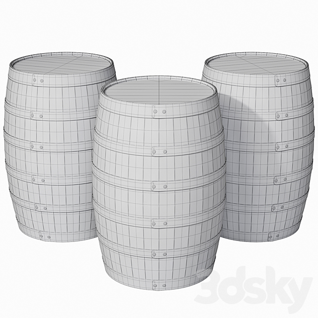 Wooden barrels 3DSMax File - thumbnail 3