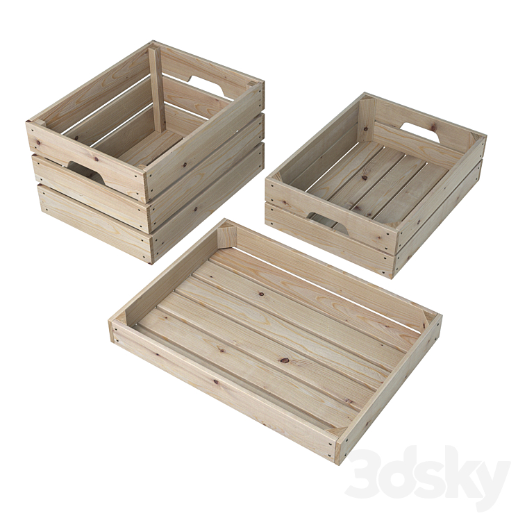 Wooden boxes (3 pcs.) 3DS Max - thumbnail 1