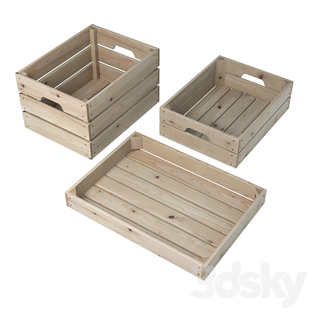 Wooden boxes (3 pcs.) 3DSMax File - thumbnail 1