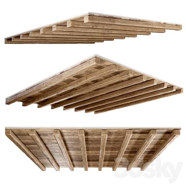 Wooden ceiling _ Wooden pitched ceiling 3DSMax File - thumbnail 2