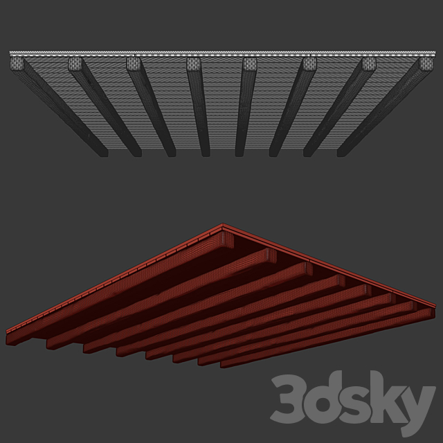 Wooden ceiling _ Wooden pitched ceiling 3DSMax File - thumbnail 4