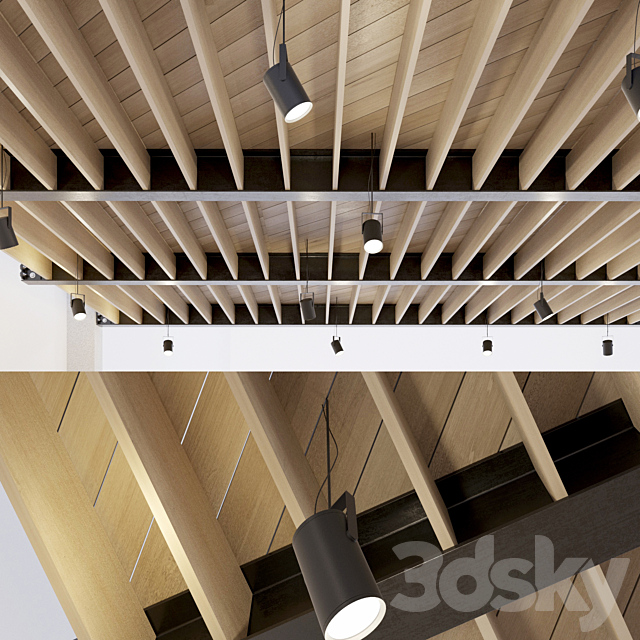 Wooden ceiling on metal beams. 24 3ds Max - thumbnail 1