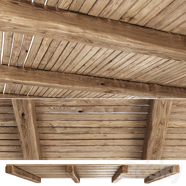 Wooden Ceiling V4 \/ Straight wooden ceiling 3DS Max Model - thumbnail 1