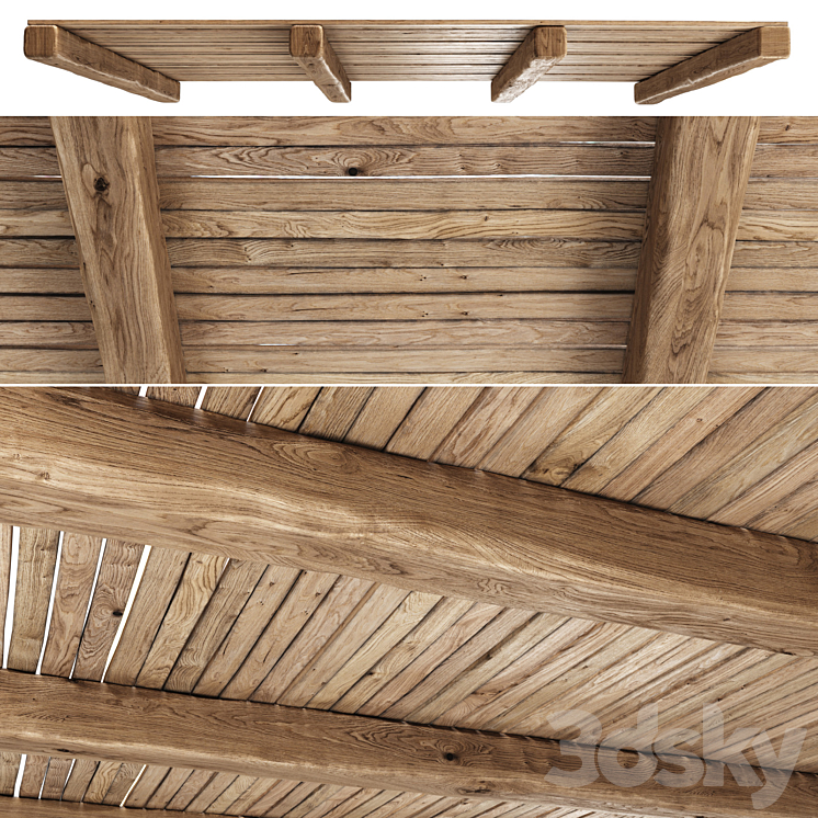 Wooden Ceiling V4 \/ Straight wooden ceiling 3DS Max Model - thumbnail 2