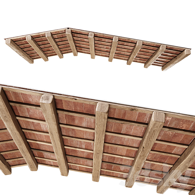 Wooden ceiling with ceramic tiles _ Gable wooden ceiling 3DSMax File - thumbnail 2