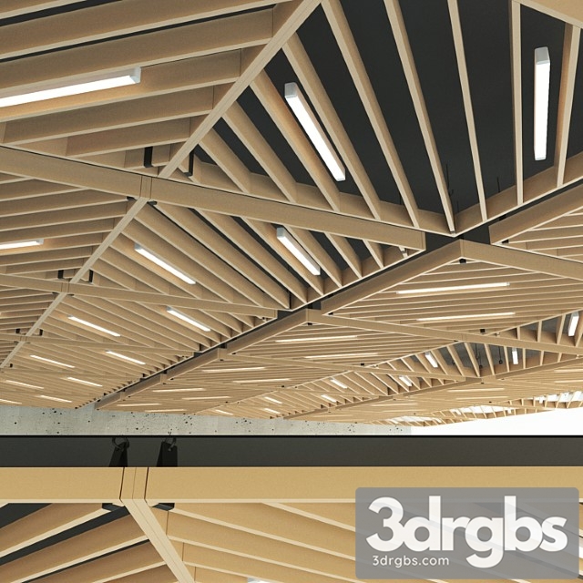 Wooden suspended ceiling 13 3dsmax Download - thumbnail 1