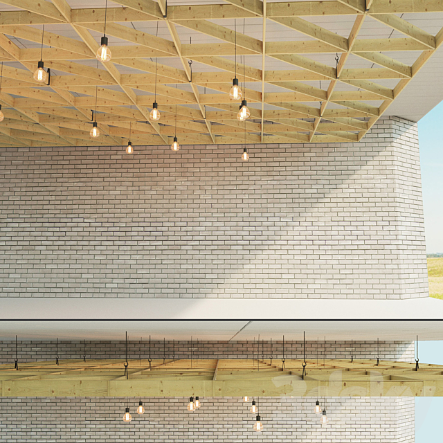 Wooden suspended ceiling 3DS Max Model - thumbnail 2