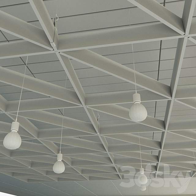 Wooden suspended ceiling 3DS Max Model - thumbnail 3