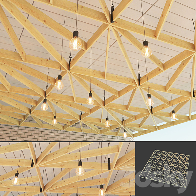 Wooden suspended ceiling 4 3DSMax File - thumbnail 1