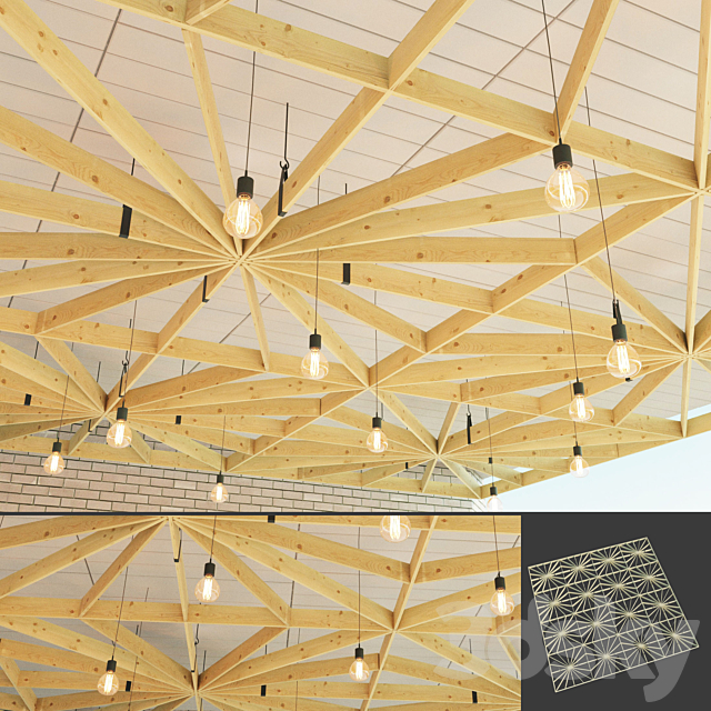 Wooden suspended ceiling 5 3ds Max - thumbnail 1