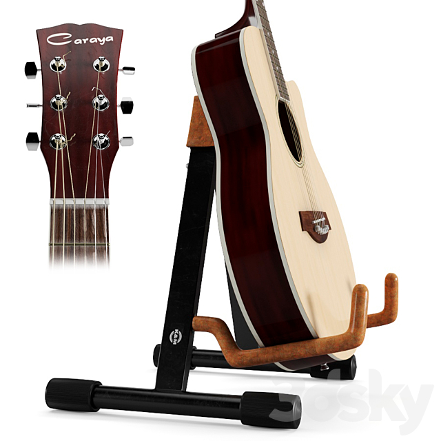 Acoustic Guitar Caraya 3DS Max Model - thumbnail 3