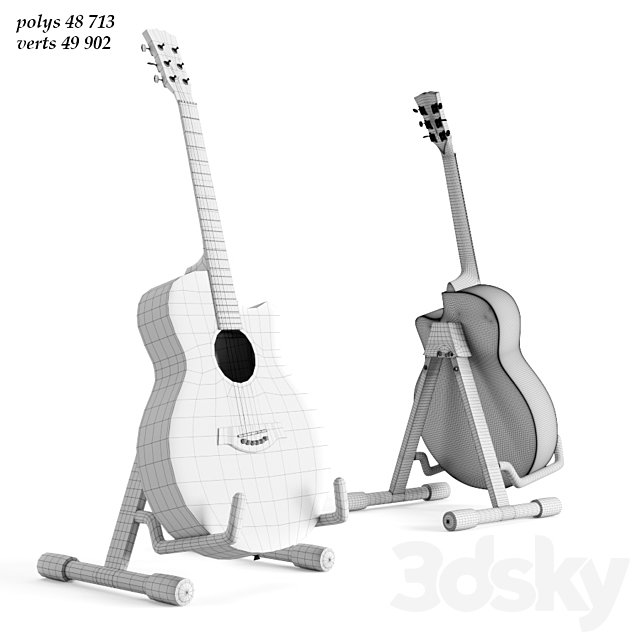 Acoustic Guitar Caraya 3DS Max Model - thumbnail 4