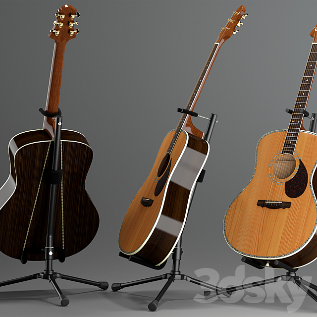 Acoustic guitar Samick Greg Bennet design J-8 and rack 3DS Max Model - thumbnail 2