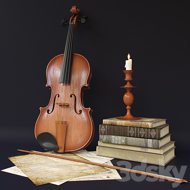 Decorative set of “Violin” 3DSMax File - thumbnail 1