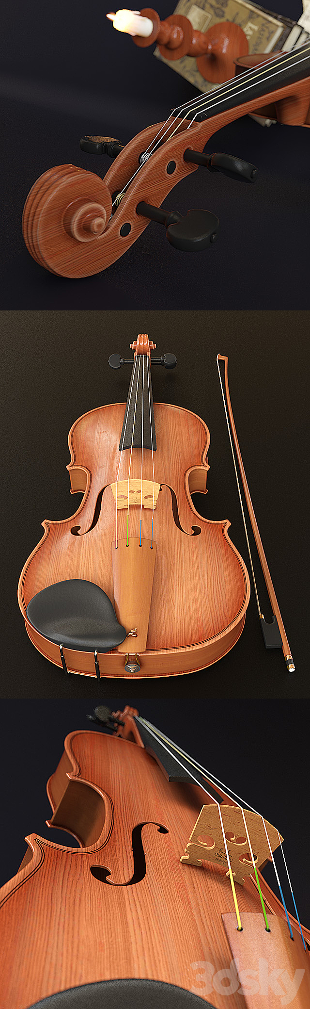 Decorative set of “Violin” 3DSMax File - thumbnail 2
