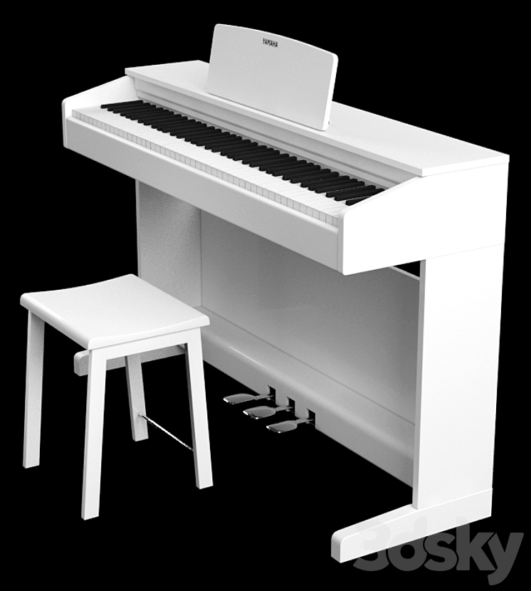 Digital piano YAMAHA YDP-143 WH & B 3DS Max - thumbnail 2