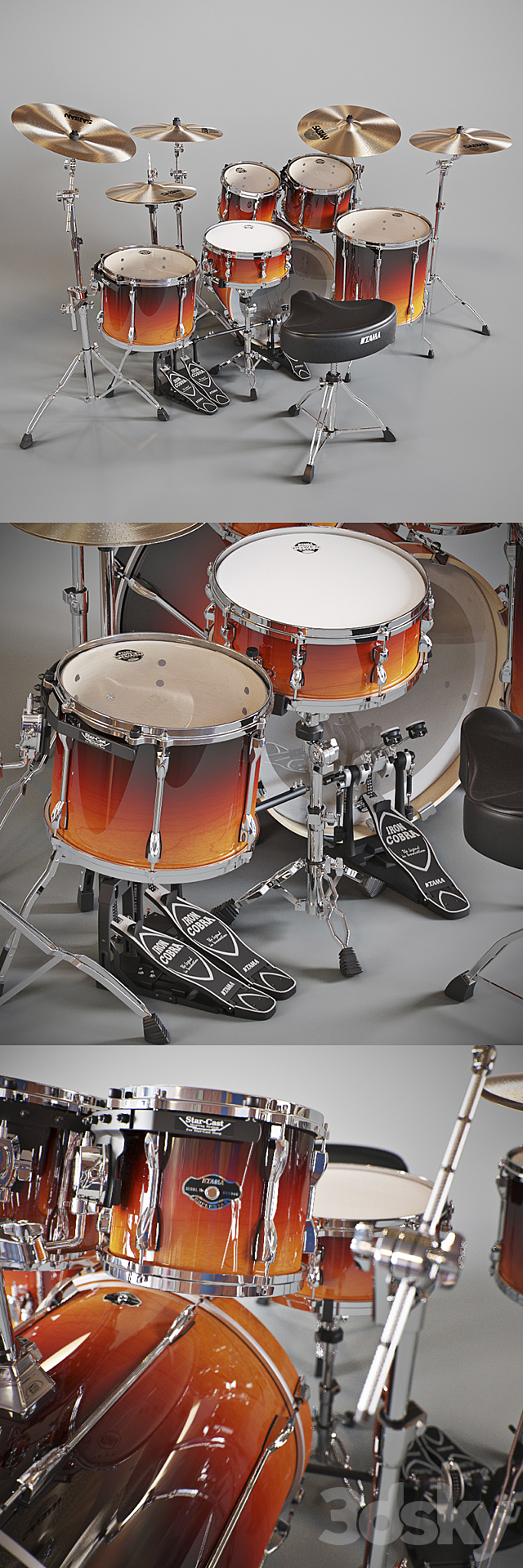 Drum Kit Tama Superstar Custom 3DSMax File - thumbnail 2