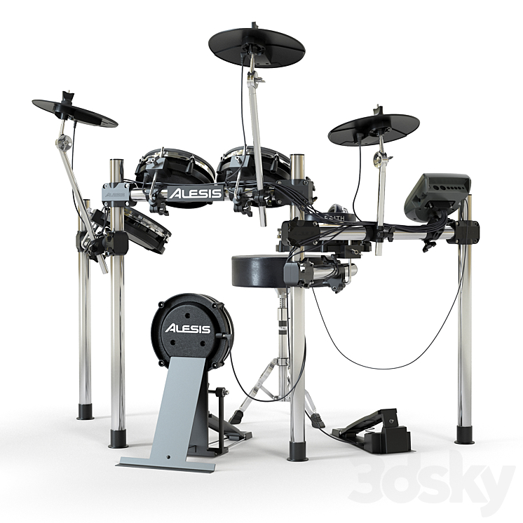 Drum set ALESIS surge mesh kit. Musical instrument 3DS Max - thumbnail 2