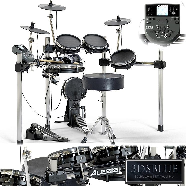 Drum set ALESIS surge mesh kit. Musical instrument 3DS Max - thumbnail 3