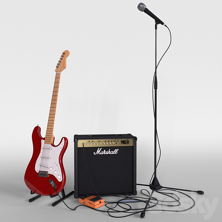 Electric guitar with amplifier 3DS Max - thumbnail 1