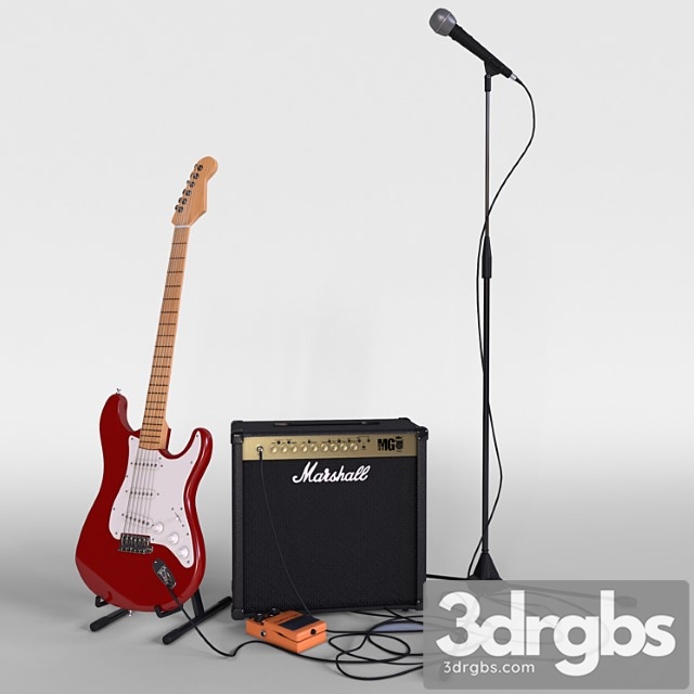 Electric guitar with amplifier 3dsmax Download - thumbnail 1