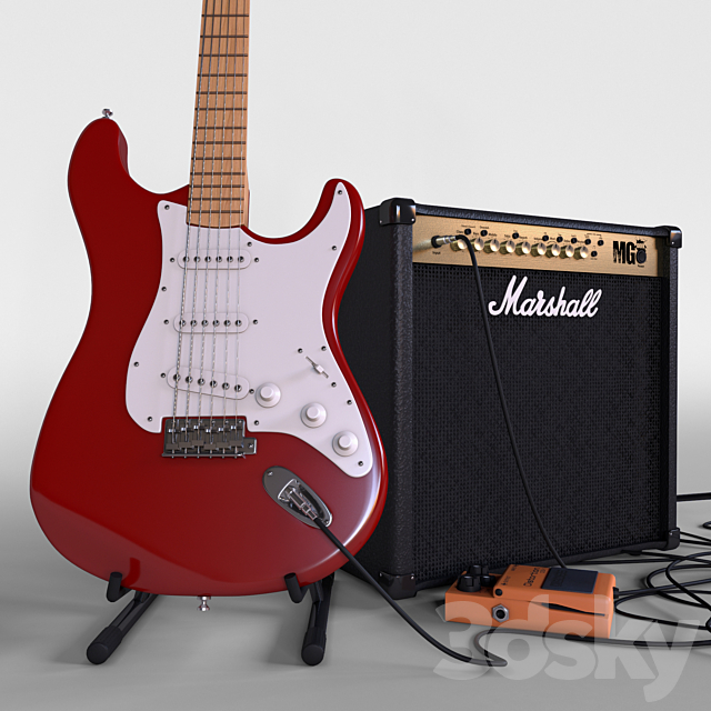 Electric guitar with amplifier 3DSMax File - thumbnail 2