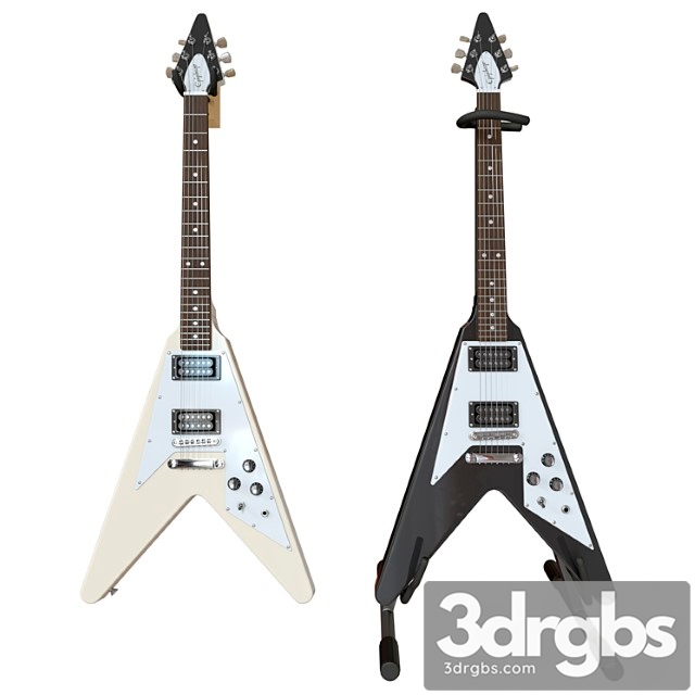 Elektrogitara Gibson Epiphone Flying V Style Black And Beige 3dsmax Download - thumbnail 1