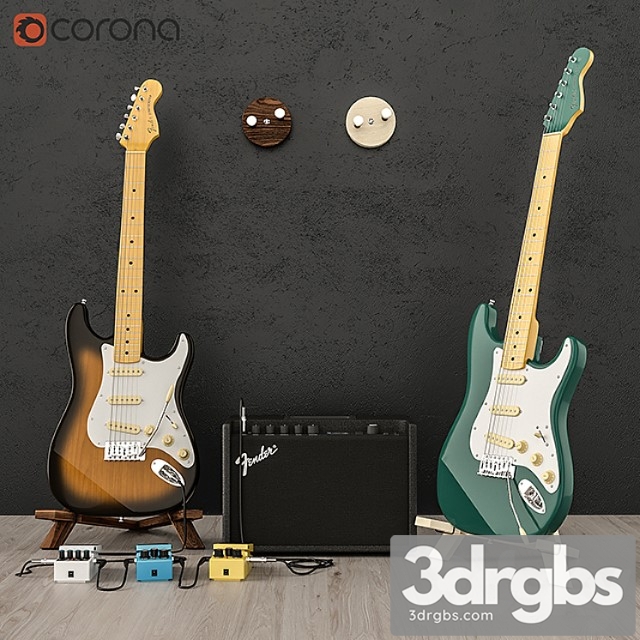 Fender Guitar Set 3dsmax Download - thumbnail 1