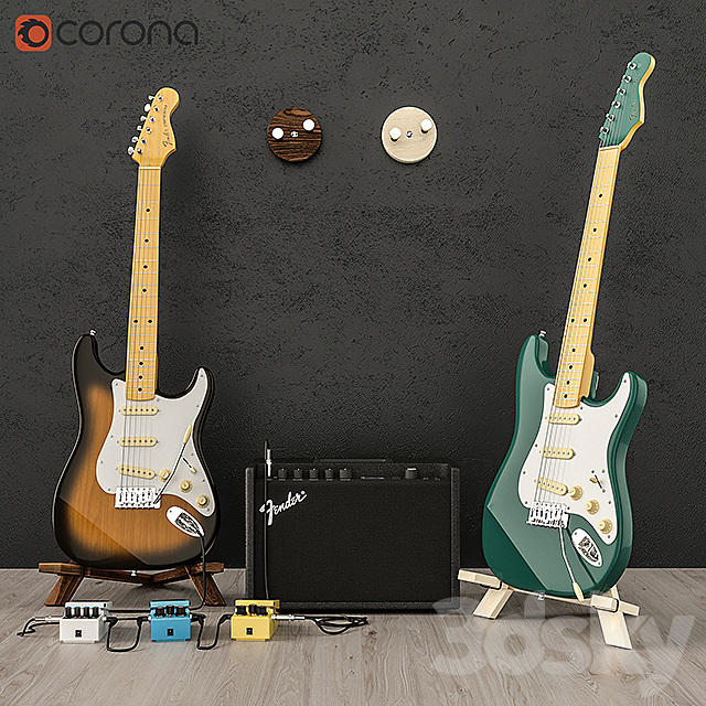 Fender guitar set 3DSMax File - thumbnail 1