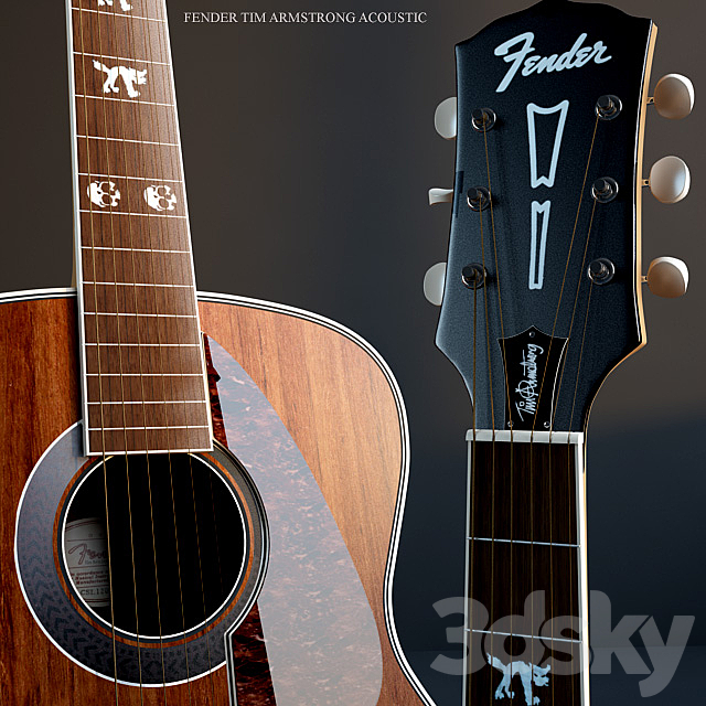 FENDER TIM ARMSTRONG ACOUSTIC 3DS Max Model - thumbnail 2