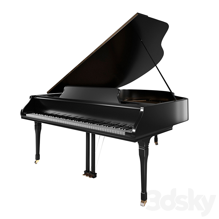 Grand piano classic detailed 3DS Max Model - thumbnail 1