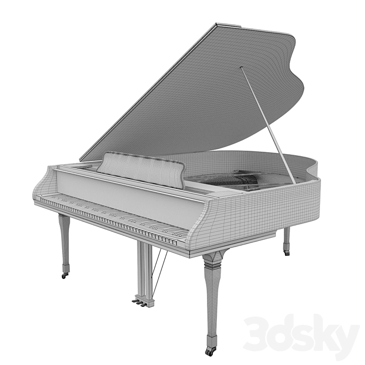 Grand piano classic detailed 3DS Max Model - thumbnail 2