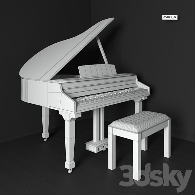 Grand piano Orla grand 310 white 3DS Max Model - thumbnail 2